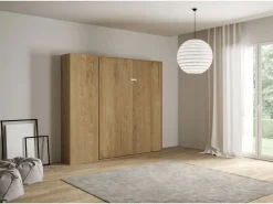 ITAMOBY Cama Abatible|Cama abatible 160 vertical Kentaro con columna Roble Natural