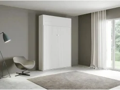 ITAMOBY Cama abatible 160 vertical Kentaro con módulo a pared superior Fresno Blanco Outlet