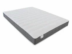 Vente-unique Cama abatible 140 x 200 cm apertura vertical leds blanco + colchón + sofá - RAPILI Beige / Blanco Discount