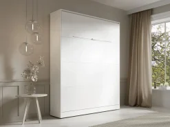 Vente-unique Cama abatible 160 x 200 cm apertura vertical manual con leds - RAPILI Blanco Hot