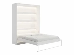 Vente-unique Cama abatible 160 x 200 cm apertura vertical manual con leds - RAPILI Blanco Hot
