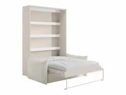 Vente-unique Cama abatible 140 x 200 cm apertura vertical manual leds + sofá - RAPILI Beige Discount