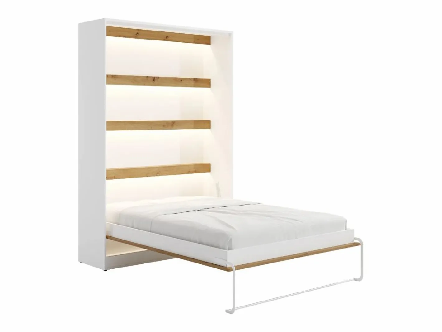 Vente-unique Cama Abatible|Cama Con Almacenaje|Cama abatible 140 x 200 cm apertura vertical con leds blanco y natural - RAPILI