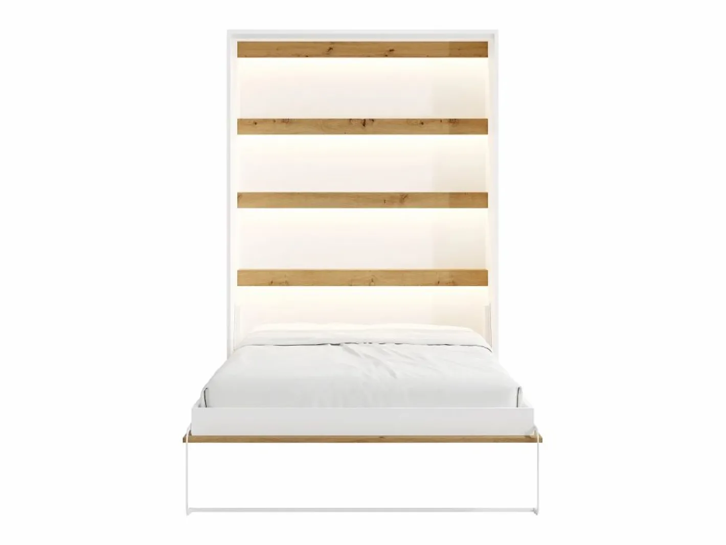 Vente-unique Cama Abatible|Cama Con Almacenaje|Cama abatible 140 x 200 cm apertura vertical con leds blanco y natural - RAPILI