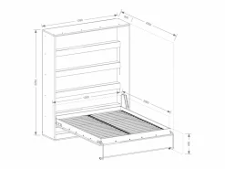 Vente-unique Cama abatible 120 x 200 cm apertura vertical leds blanco y natural + colchón - RAPILI Color natural claro / Blanco Outlet
