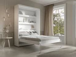 Cama abatible 140 x 200 cm apertura vertical manual LEDs + colchón - RAPILI^Vente-unique