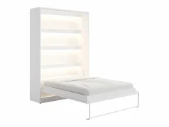 Cama abatible 140 x 200 cm apertura vertical manual LEDs + colchón - RAPILI^Vente-unique