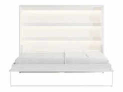 Vente-unique Cama Abatible|Cama abatible 140 x 200 cm apertura horizontal manual con luces LED - RAPILI