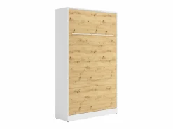 Vente-unique Cama abatible 120 x 200 cm apertura vertical con leds blanco y natural - RAPILI Color natural claro / Blanco Hot