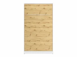 Vente-unique Cama abatible 120 x 200 cm apertura vertical con leds blanco y natural - RAPILI Color natural claro / Blanco Hot