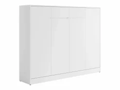 Vente-unique Cama abatible 140 x 200 cm apertura horizontal manual leds + colchón - RAPILI Blanco Best