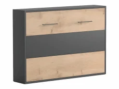 Vente-unique Cama abatible 140 x 200 cm apertura horizontal antracita y natural - MALINA II Gris antracita / Color natural claro Hot