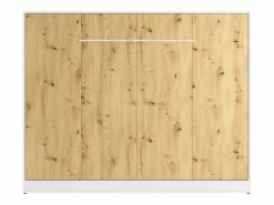 Vente-unique Cama abatible 140 x 200 cm apertura horizontal leds blanco natural + colchón - RAPILI Color natural claro / Blanco Outlet