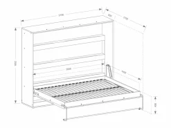 Vente-unique Cama abatible 140 x 200 cm apertura horizontal leds blanco natural + colchón - RAPILI Color natural claro / Blanco Outlet