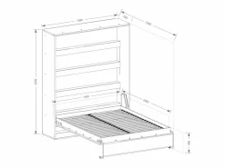 Vente-unique Cama abatible de 140 x 200 cm apertura vertical leds blanco y natural + colchón - RAPILI Color natural claro / Blanco New