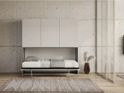 Cama abatible horizontal Bounto blanca 85x185 cm con almacenaje y librería composición D-^Les Tendances Best