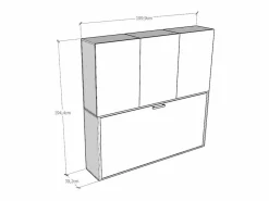 Cama abatible horizontal Bounto blanca 85x185 cm con almacenaje y librería composición D-^Les Tendances Best
