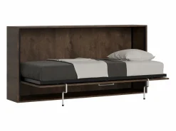 ITAMOBY Cama Abatible|Cama abatible individual horizontal Kando con colchón Nogal