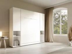 Vente-unique Cama abatible vertical 160 x 200 cm 2 armarios + colchón - RAPILI Blanco Clearance