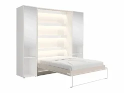 Cama abatible vertical 140 x 200 cm beige 2 armarios + espejo + colchón - RAPILI^Vente-unique Discount