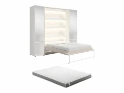 Cama abatible vertical 140 x 200 cm beige 2 armarios + espejo + colchón - RAPILI^Vente-unique Discount