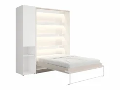 Vente-unique Cama Abatible|Cama abatible vertical 140 x 200 cm beige 1 armario + colchón - RAPILI