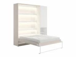 Vente-unique Cama Abatible|Cama abatible vertical 140 x 200 cm beige 1 armario + colchón - RAPILI