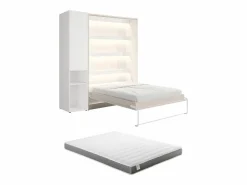 Vente-unique Cama Abatible|Cama abatible vertical 140 x 200 cm beige 1 armario + colchón - RAPILI