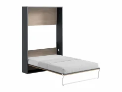 Vente-unique Cama abatible vertical 140 x 200 cm natural y antracita con colchón - MALINA II Gris antracita / Color natural claro Online
