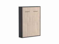 Vente-unique Cama abatible vertical 140 x 200 cm natural y antracita con colchón - MALINA II Gris antracita / Color natural claro Online