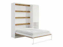 Cama abatible vertical 160 x 200 cm blanco y natural 1 armario - RAPILI^Vente-unique