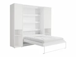 Vente-unique Cama abatible vertical 160 x 200 cm blanca 2 armarios - RAPILI Blanco Outlet