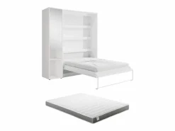 Cama abatible vertical 140 x 200 cm 1 armario + espejo + colchón - RAPILI^Vente-unique Discount