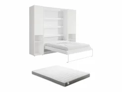 Vente-unique Cama Abatible|Cama abatible vertical 140 x 200 cm 2 armarios + colchón - RAPILI
