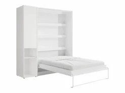 Vente-unique Cama abatible vertical 140 x 200 cm 1 armario + colchón - RAPILI Blanco