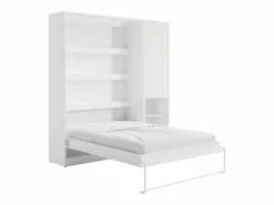 Vente-unique Cama abatible vertical 140 x 200 cm 1 armario + colchón - RAPILI Blanco