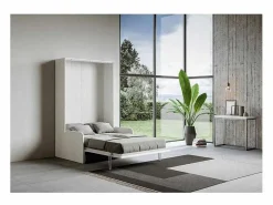 Les Tendances Cama abatible vertical blanca con sofá de tela Bounto 140x190 cm - 32 colores de tela-Sofá 41 Blanco Hot