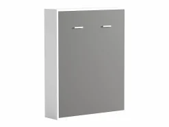 Vente-unique Cama Abatible|Cama abatible vertical de 160 x 200 cm gris y blanco con colchón - MALINA II