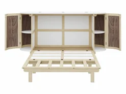 ModernLuxe Cama Abatible|Cama abatible 140x200 cm - con compartimentos de almacenamiento - natural (colchón no incluido)