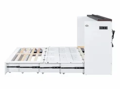 DripeX Cama abatible 140x200 cm - Con cajón, USB y enchufe - Pino + MDF - Carga máx. 204 kg - Blanco Hot