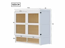 ModernLuxe Cama abatible 140x200 cm - con cajones - en madera maciza - con somier de láminas - (colchón no incluido) Blanco Sale