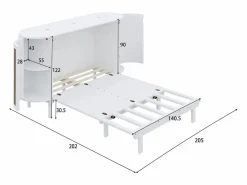 ModernLuxe Cama abatible 140x200 cm - con compartimentos de almacenamiento - (colchón no incluido) Blanco Outlet