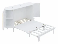 ModernLuxe Cama abatible 140x200 cm - con compartimentos de almacenamiento - (colchón no incluido) Blanco Outlet