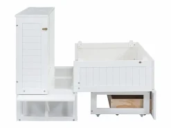 DripeX Cama Abatible|Cama abatible 140x200 cm - Con cajones y 2 estantes - Pino + MDF - Carga máx. 204 kg -