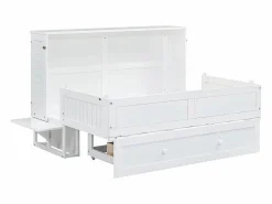 DripeX Cama Abatible|Cama abatible 140x200 cm - Con cajones y 2 estantes - Pino + MDF - Carga máx. 204 kg -