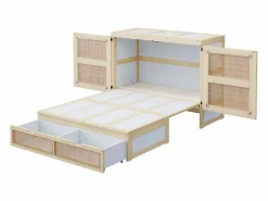 Hauss Spole Cama Abatible|Cama abatible 140x200 cm con somier y 2 cajones - Natural claro