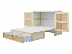 Hauss Spole Cama Abatible|Cama abatible 140x200 cm con somier y 2 cajones - Natural claro