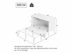 Hauss Spole Cama Abatible|Cama abatible 140x200 cm, con somier - Cama niño/adulto - Madera blanca