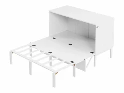 Hauss Spole Cama Abatible|Cama abatible 140x200 cm, con somier - Cama niño/adulto - Madera blanca