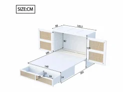Cama abatible 140x200 cm con somier y 2 cajones -^Hauss Spole Sale